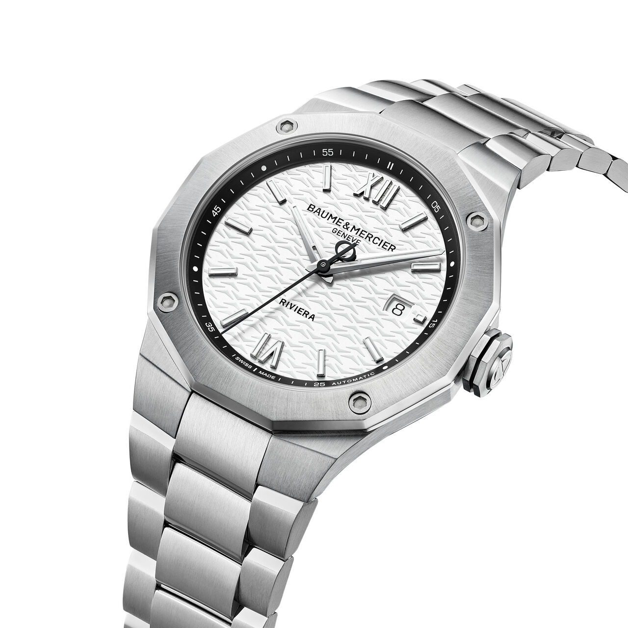Men's Baume & Mercier Riviera Automatic 42 mm Stainless Steel Watch,  side view image number 2